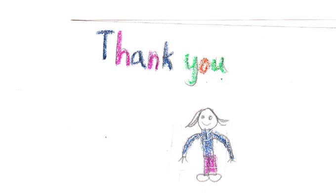 Warm winter clothes - childrens' thank-you cards