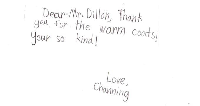 Warm winter clothes - childrens' thank-you cards